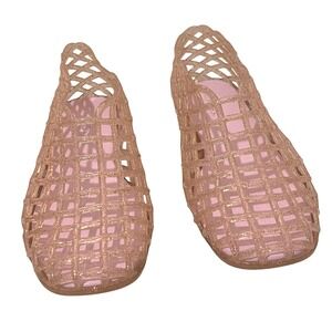 Glitter Pink Mesh Jelly Shoes Womens Sz 9 Y2K Barbiecore Nostalgia Beachy Cruise